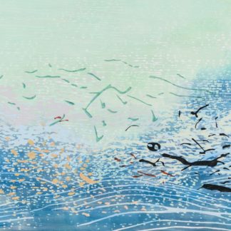 Laura Fayer, "Reservoir," acrylic and Japanese paper on canvas