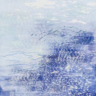 Laura Fayer, "Blue Magic," acrylic, Japanese paper on canvas