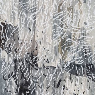 Laura Fayer, "Birch Moon," acrylic, Japanese paper on panel