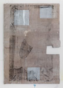 Eugene Brodsky, "Seated Man Fragment," ink on silk, mounted on panel