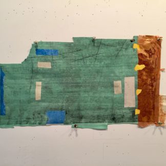 Eugene Brodsky, "Green Outtake," ink on silk; framed