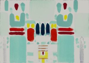 Cynthia Kirkwood, "Small Aqua No. 2: Entrance," gouache on Fabriano Rosapina paper