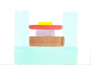 Cynthia Kirkwood, "Small Aqua No. 3: Arrival," gouache on Fabriano Rosapina paper