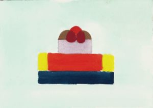 Cynthia Kirkwood, "Small Aqua No. 1: Monument," gouache on Fabriano Rosapina paper