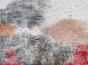 Laura Fayer, "The Space Between," acrylic and Japanese paper on canvas