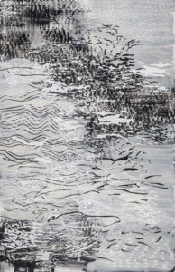 Laura Fayer, "The Discovery Project," acrylic and Japanese paper on canvas