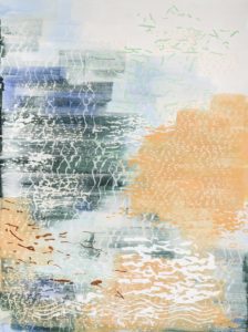Laura Fayer, "Goldmine," acrylic and Japanese paper on canvas