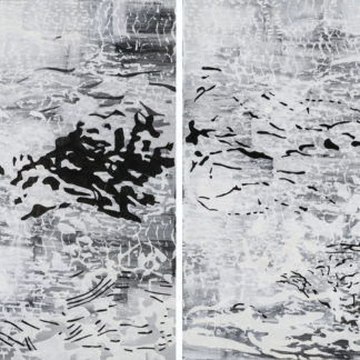 Laura Fayer, "Moon Creek," acrylic, japanese paper on canvas