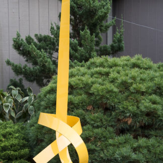 Joe Gitterman, "Poised 11 (Yellow)", stainless steel, painted