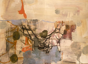 Deborah Dancy, "Blue Blanket," acrylic on paper
