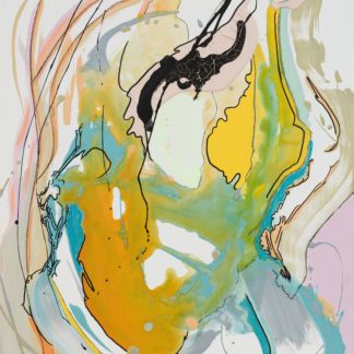 Laura Moretz, "Sweeter than Her Wildest Dreams," acrylic, enamel, pastel, marker, charcoal on canvas