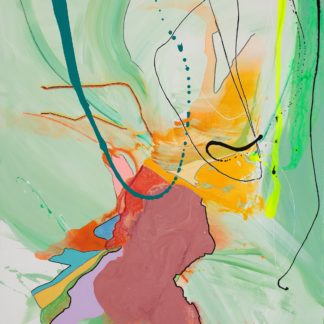 Laura Moretz, "Sometimes Freedom is Simply Waiting," acrylic, enamel, pastel, marker, charcoal on canvas