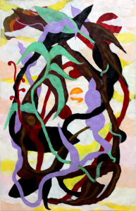 James Greco, "Life Never Ends 3," acrylic paint on laminated brown paper