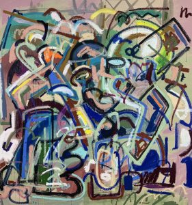 Marcos Anziani, "Cortinas de Seda (Silk Curtains)," acrylic, oil on raw canvas