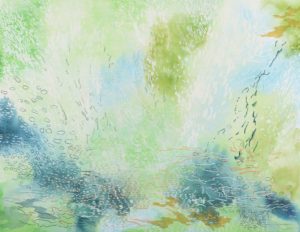 acrylic, rice paper on canvas