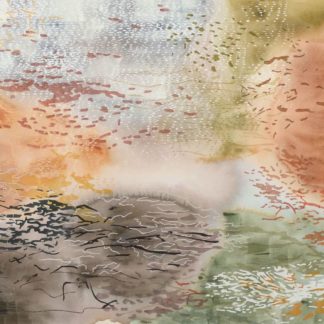 Laura Fayer, "Myself the Compass," acrylic, rice paper on canvas