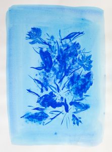 Bastienne Schmidt, "Blue Flower Typology 4," pigment, polymer paint on arches paper