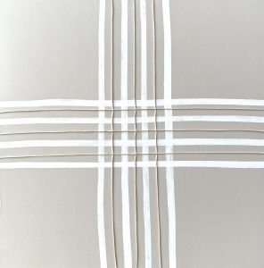 Bastienne Schmidt, "Untitled 56, White Grids," sewn, pigmented cotton, stretched over canvas