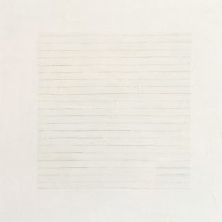 Bastienne Schmidt, "Untitled 50, White Grids," polymer paint, tracing paper, on canvas