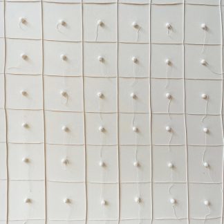Bastienne Schmidt, "Untitled 52, White Grids," sewn, cotton, stretched over canvas