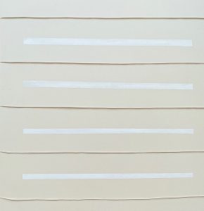 Bastienne Schmidt, "Untitled 46, White Grids," sewn, pigmented cotton, stretched over canvas