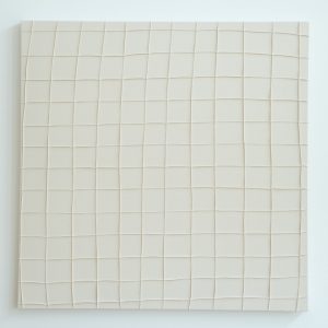 Bastienne Schmidt, "Untitled 24, White Grids," sewn, cotton, stretched over canvas