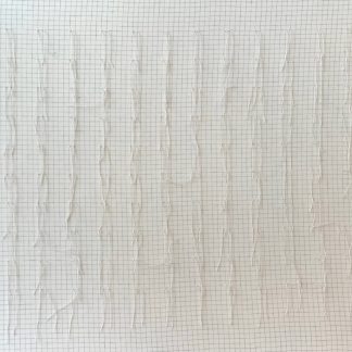 Bastienne Schmidt, "Untitled 22, White Grids with Threads," sewn, linen, stretched over canvas