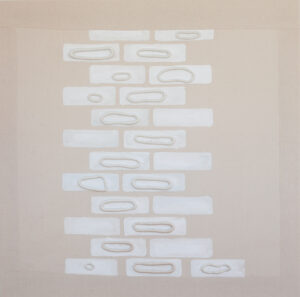 Bastienne Schmidt, "Bricks and Loops," polymer paint, polymer clay on duck cotton canvas