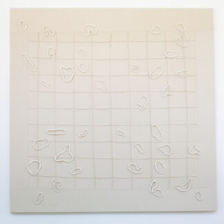 Bastienne Schmidt, "Floating Loop Grid," polymer clay on duck cotton fabric