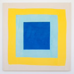 Bastienne Schmidt, "Blue Yellow Grid," sewn, pigmented duck cotton canvas