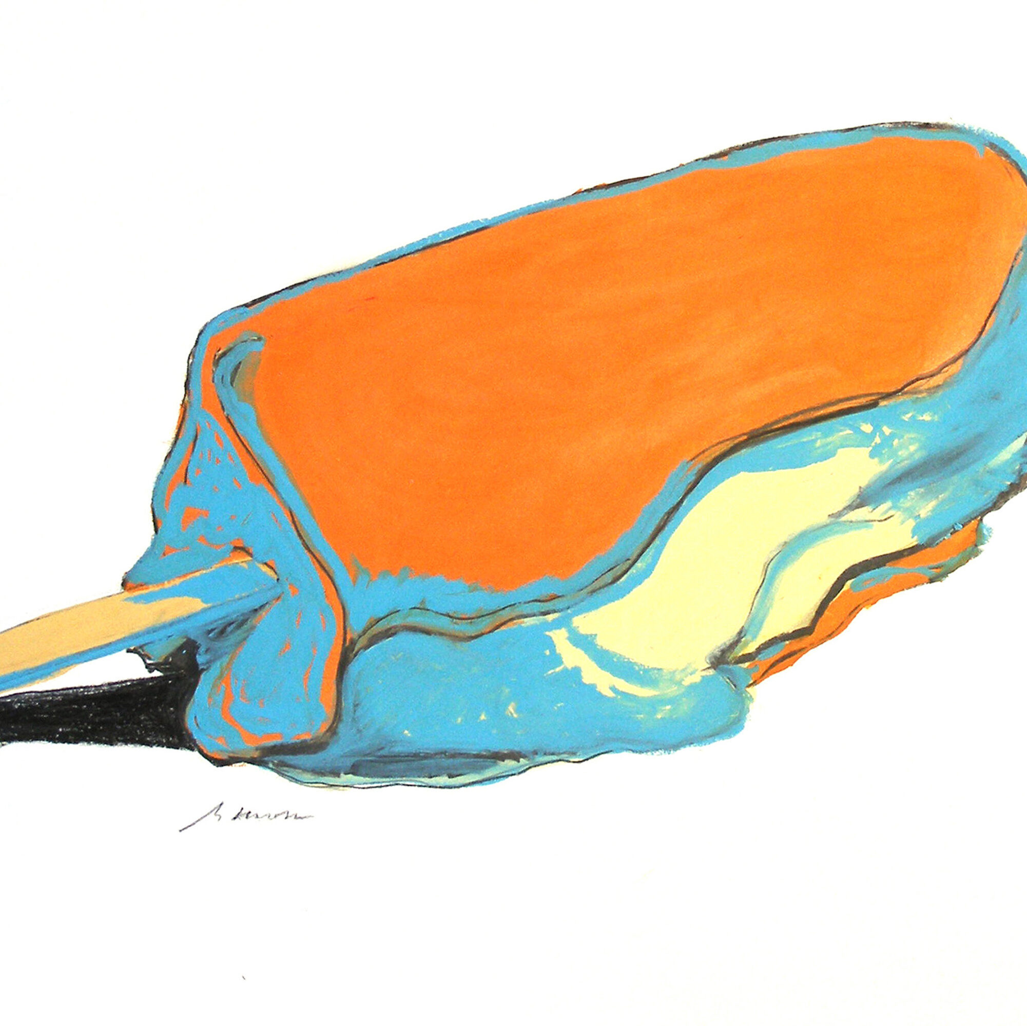 Geoffrey Moss, "Popsicle Series: Creamsicle Melting #2," oil stick, lithographic crayon on paper