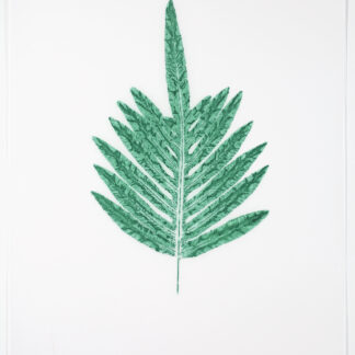 Heather Sandifer, "Deep Aqua Phlebotium Fern, Cat. 157," mixed media on vellum paper