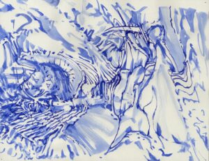 Luis Alonso, "Blue 29," 2022, ink on paper