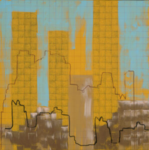 Zemma Mastin White, "Inner City II," mixed media on canvas