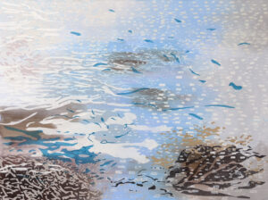 Laura Fayer, "Enchantment Tide," acrylic and Japanese paper on canvas