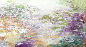Laura Fayer, "Summer Bloom," acrylic and Japanese paper on canvas