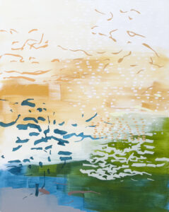 Laura Fayer, "Sweet Escape," acrylic and Japanese paper on panel