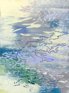 Laura Fayer, "Boundless Breeze," acrylic and Japanese paper on panel
