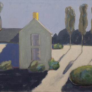 Sarah Benham, "Yellow Chimney," oil on canvas