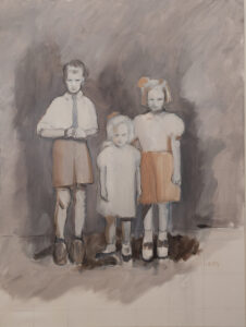 Sarah Benham, "Siblings," oil on canvas