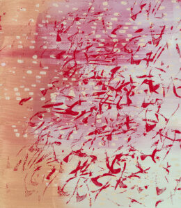 Laura Fayer, "Eden 308," acrylic, Japanese paper on paper