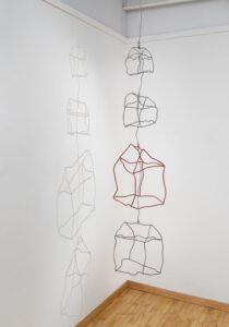 Rebecca Welz, "4 Houses," blackening, paint on welded steel