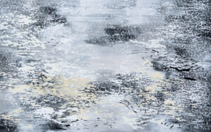 Laura Fayer, "Balanced Motion," acrylic, Japanese paper on canvas