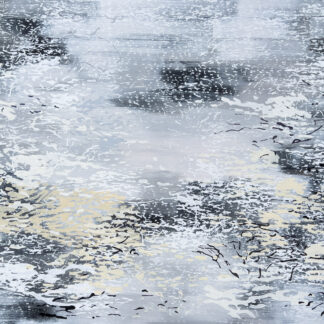 Laura Fayer, "Balanced Motion," acrylic, Japanese paper on canvas