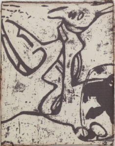 Eugene Brodsky, "Firefighter Tumbling (Source)," ink, silk on panel