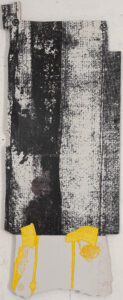 Eugene Brodsky, "Black Tan and Yellow Vertical," ink, acrylic, silk on wood