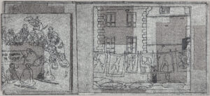 Eugene Brodsky, "Paris Windows," ink, acrylic, silk on wood