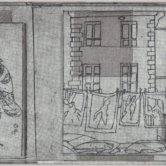 Eugene Brodsky, "Paris Windows," ink, acrylic, silk on wood