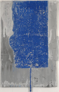 Eugene Brodsky, "Piece with Extension on Bottom," ink, acrylic, silk on wood