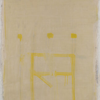 Eugene Brodsky, "Yellow Dots and Shape," ink on silk
